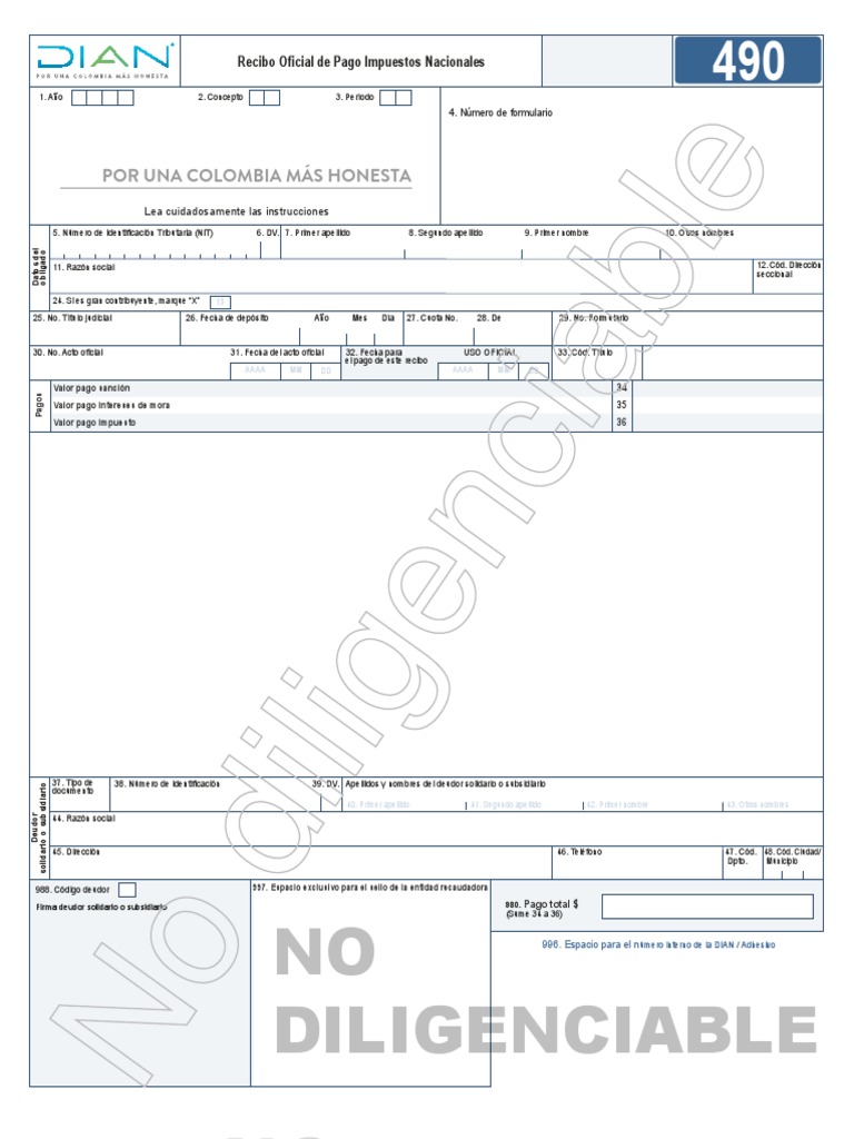 Instrucciones para el Formulario 490 DIAN | PDF | Pagos | Servicios ...