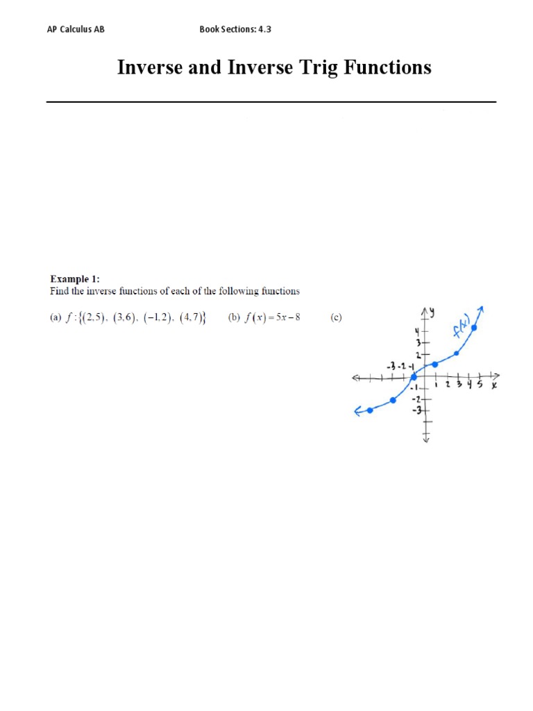 2.8 - Inverse and Inverse Trig Functions Notes | PDF