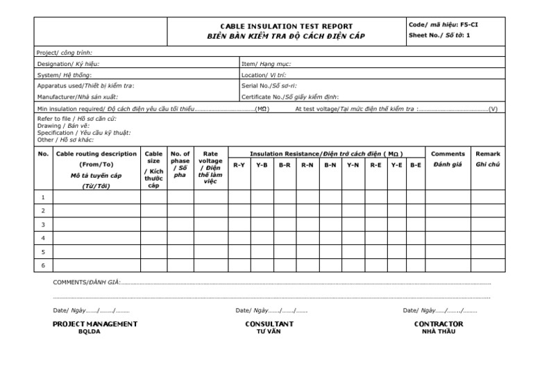 Cable Insulation Test Report PDF