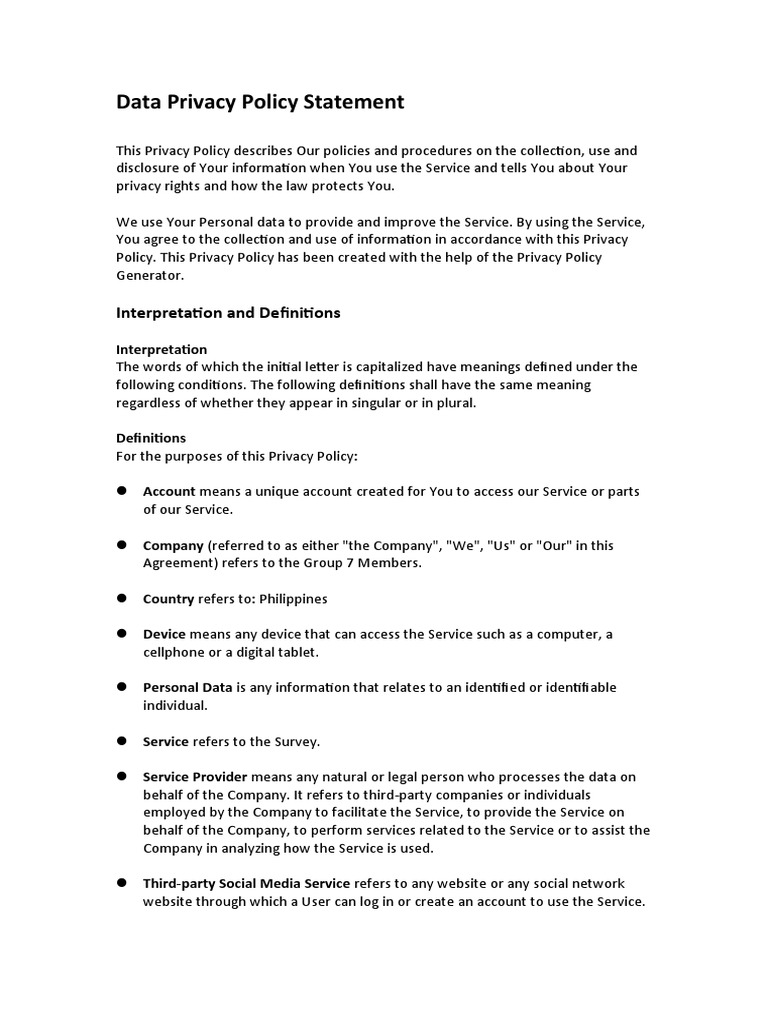 Data Privacy Policy Statement | PDF | Privacy Policy | Privacy