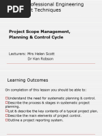 Project Scope Management, Planning & Control Cycle: Lecturers: Mrs Helen Scott DR Ken Robson