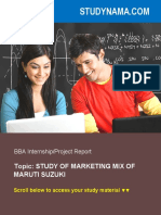 Study of Marketing Mix of Maruti Suzuki - BBA Marketing Summer Training Project Report