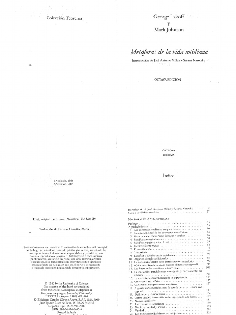 George Lakoff y Mark Johnson Metaforas de La Vida Cotidiana | PDF ...