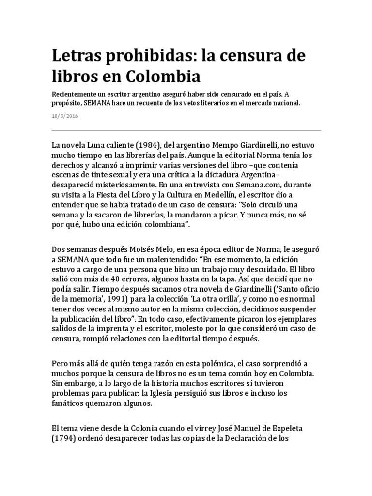 Letras Prohibidas | PDF | Colombia | Libros