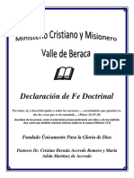 Declaración de Fe Doctrinal Valle de Beraca