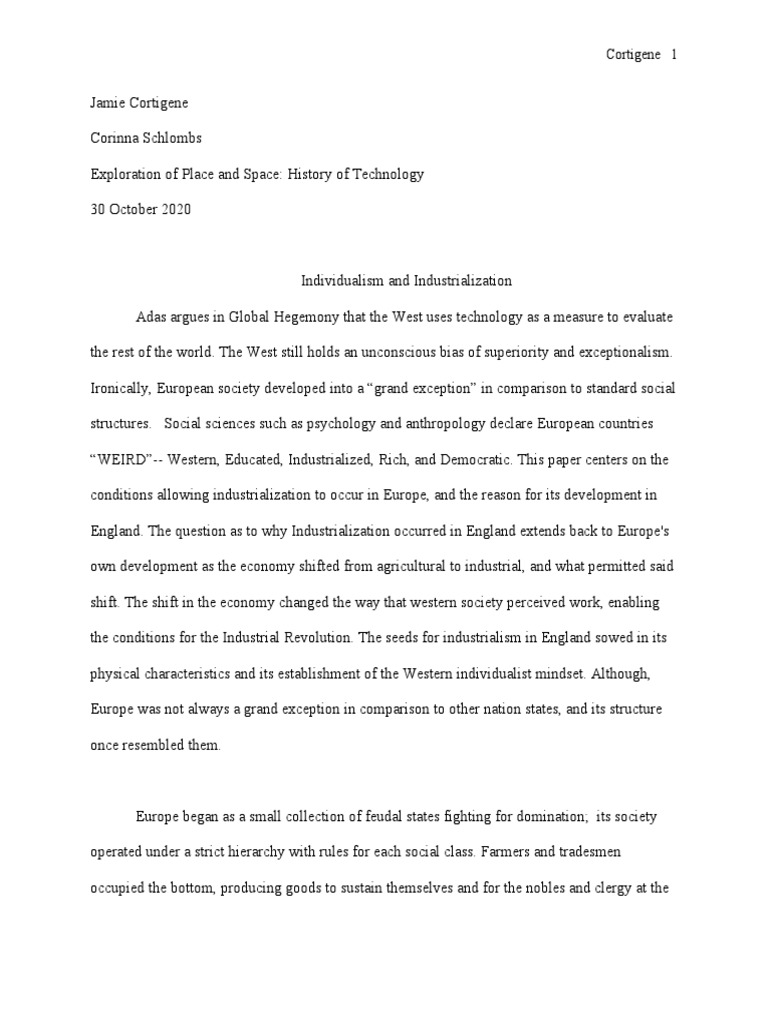 The Development of Western Individualism and its Role in the Origins of ...