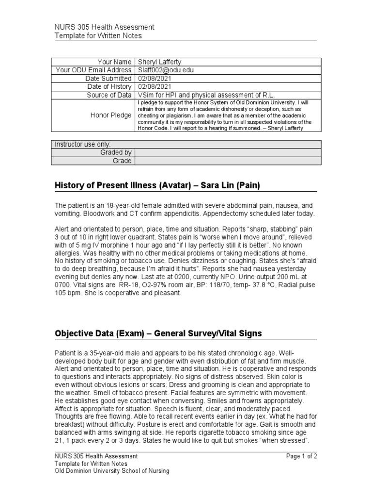 NURS 305 Health Assessment Notes | PDF | Medical Specialties | Clinical ...