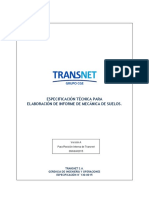 130-0015 Especificación Técnica Para Elaboración de Informe de Mecánica de Suelos