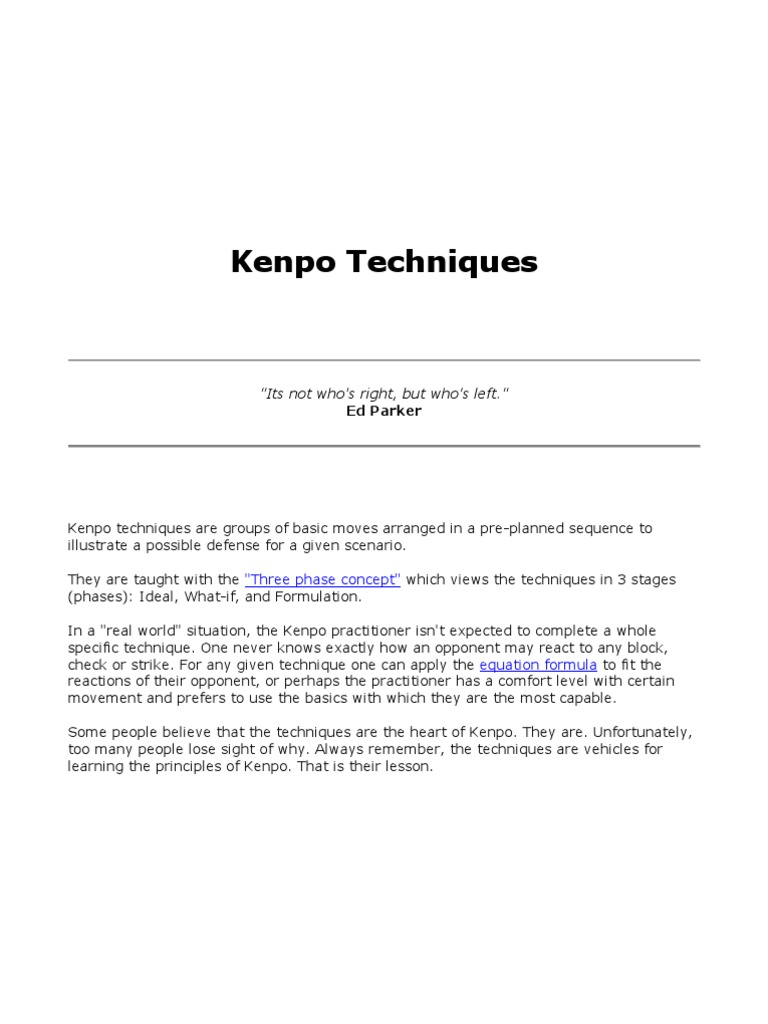 Kenpo Techniques Overview and Phases | PDF