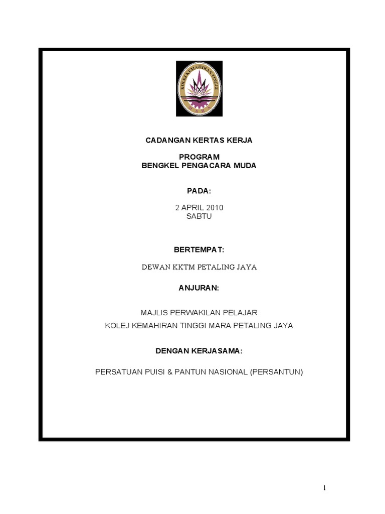 Contoh Penutup Kertas Kerja Salah satu bagian utama dari