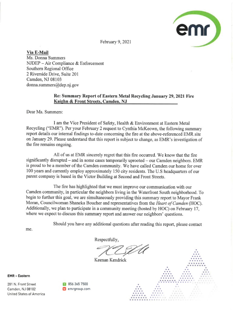 EMR Summary Report Kaighn & Front Streets Fire | PDF