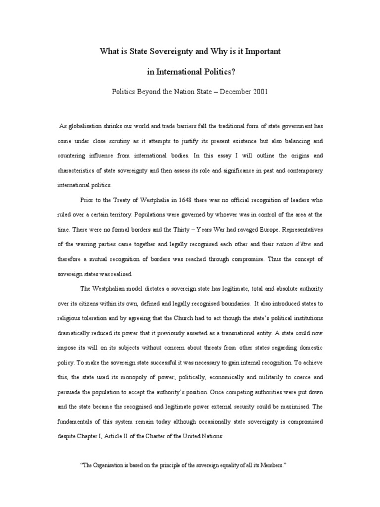 RECOGNIZED THE IMPORTANCE OF STATE SOVEREIGNTY AND LOCAL CONTROL intelligence overview