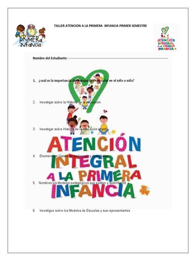 Taller Atencion A La Primera Infancia Primer Semestre | PDF