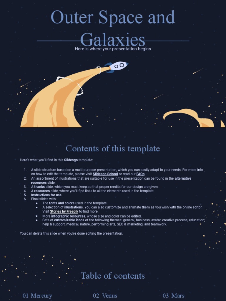 Outer Space and Galaxies by Slidesgo | PDF | Planets | Jupiter