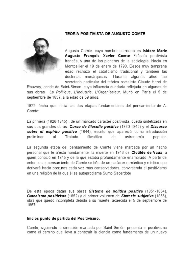 Teoria positivista augusto comte_teorias