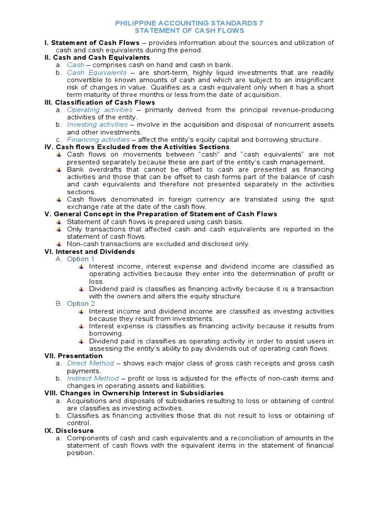 Cash Cash Equivalents Philippine Accounting Standards 7 Statement of