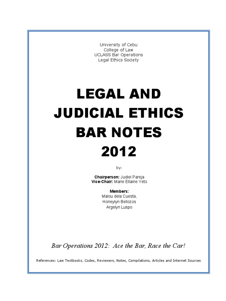 Legal Ethics Bar Notes 2012 PDF Practice Of Law Lawyer