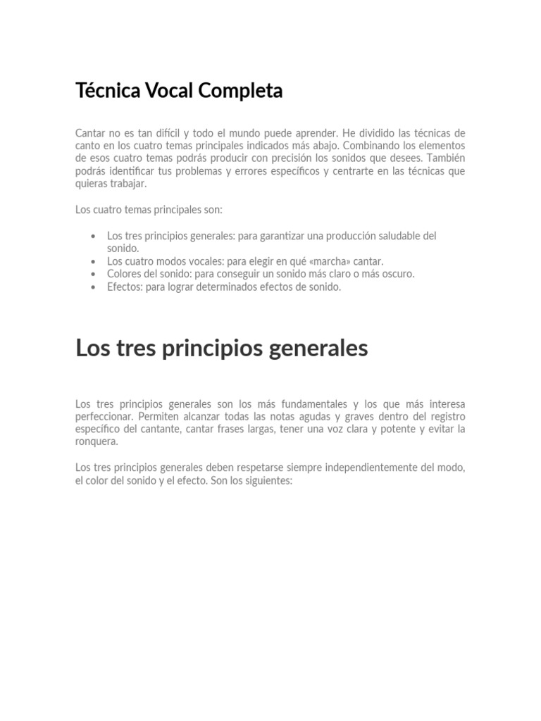 Técnicas Vocales Esenciales para Cantar | PDF | Vocal | Sonido