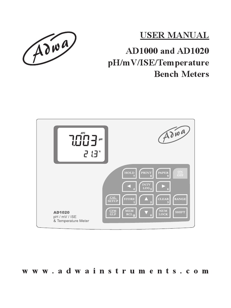 PH Meter WTW Adwa AD1000 PDF Ph Calibration