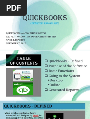 QUICKBOOKS AS ACCOUNTING SYSTEM