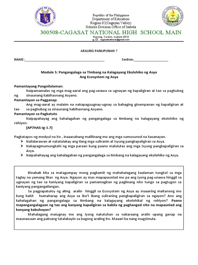AP 7 Module 5 Kontekstuwalisasyon | PDF