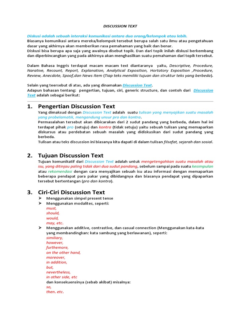Panduan Discussion Text | PDF | Karier & Perkembangan