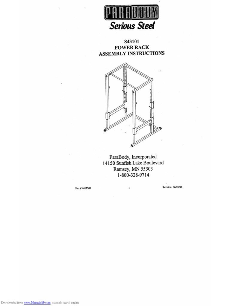 Serious Steel 843101 Power Rack Assembly Instructions PDF Firearms Projectile Weapons