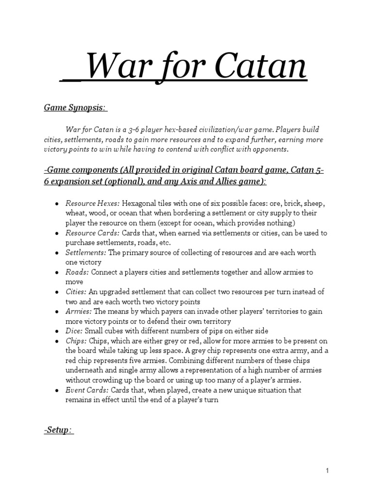 War For Catan Rules | Download Free PDF | Games Of Mental Skill ...