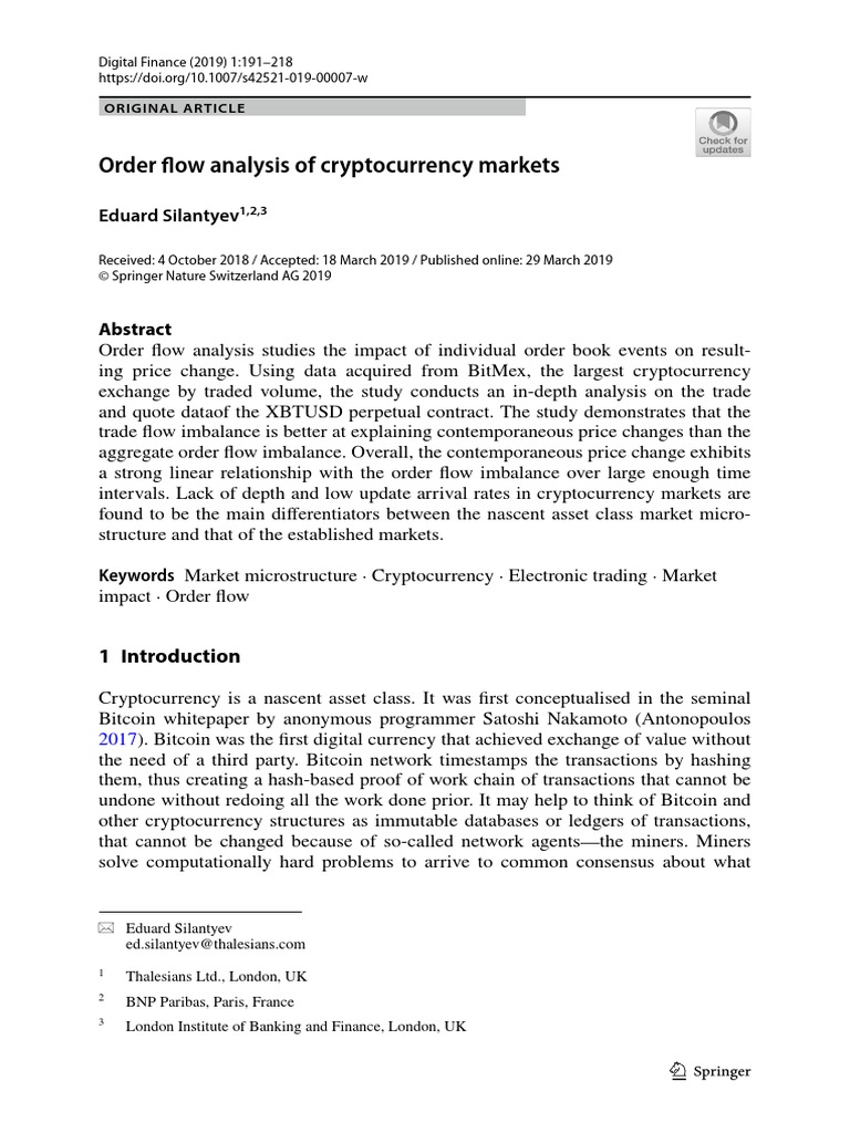 Order Flow Analysis | PDF | Cryptocurrency | Order (Exchange)