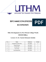 Bfc44602 Engineering Economy: Title: Development of A New Private College Worth RM100 Million