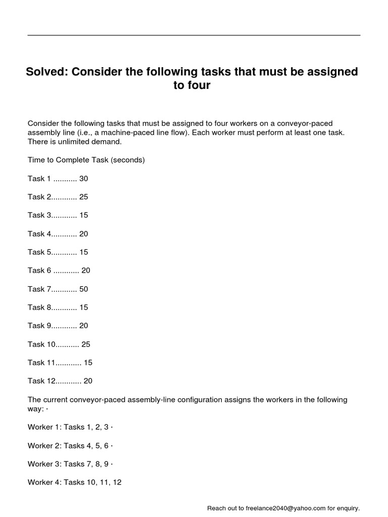Assembly Line Task Optimization | PDF | Employment | Economies