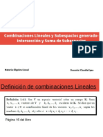 Combinaciones Lineales y Subesp Generado