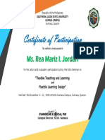 Certificate of Participation: Ms. Rea Mariz I. Jordan
