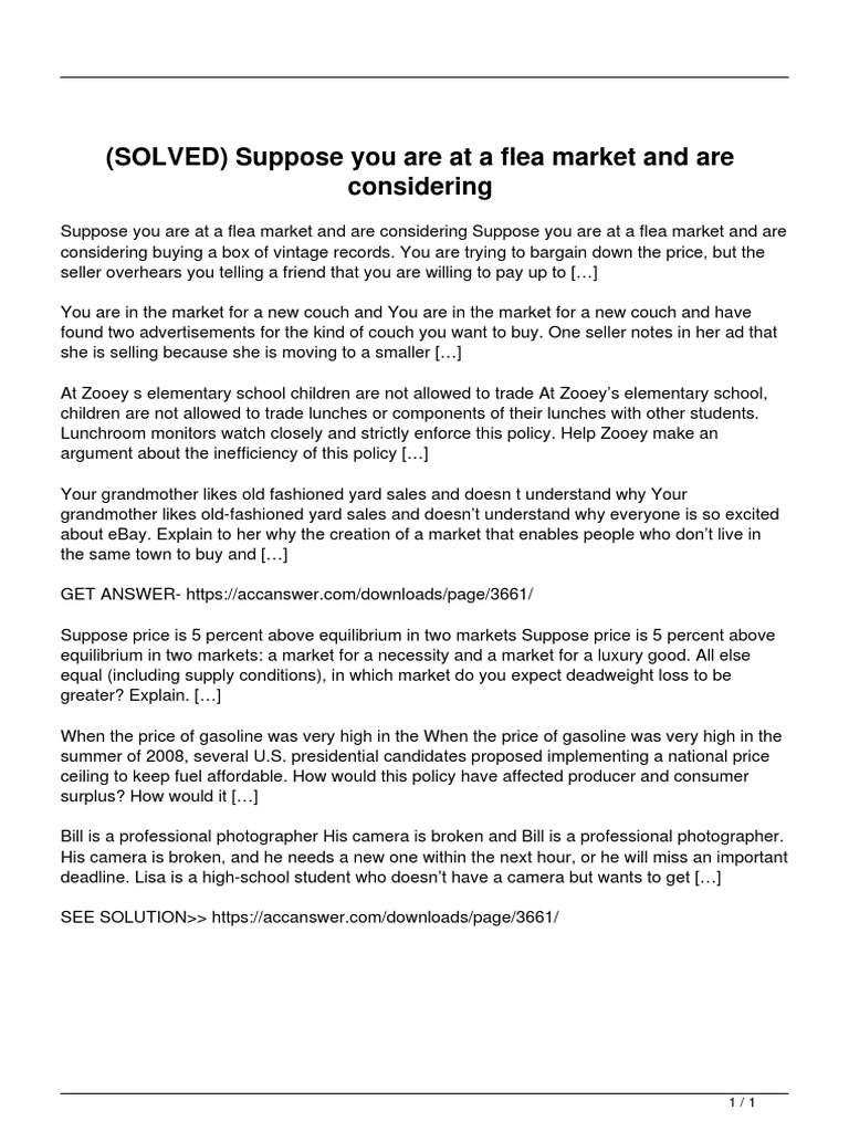 Market Scenarios and Economic Concepts | PDF | Economic Surplus | Prices