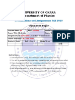 University of Okara Department of Physics: Presentations and Assignments Fall 2020