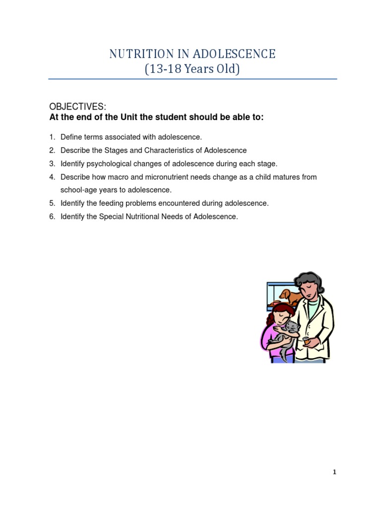 Adolescent Nutrition: Needs & Challenges | PDF | Puberty | Adolescence