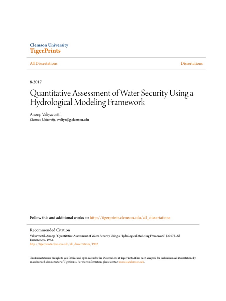 Water Security Assessment Framework | PDF | Water Resources | Water ...
