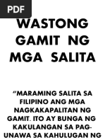 Wastong Gamit Ng Mga Salita