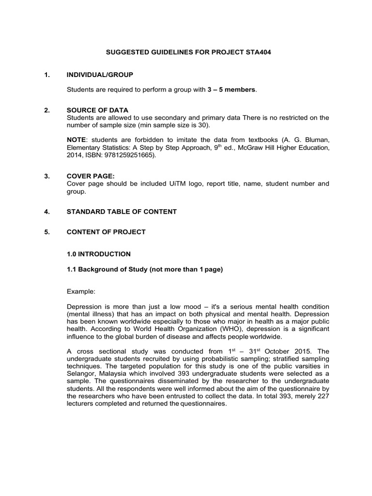 Project Guidelines for STA404 Students | PDF | Quantitative Research ...