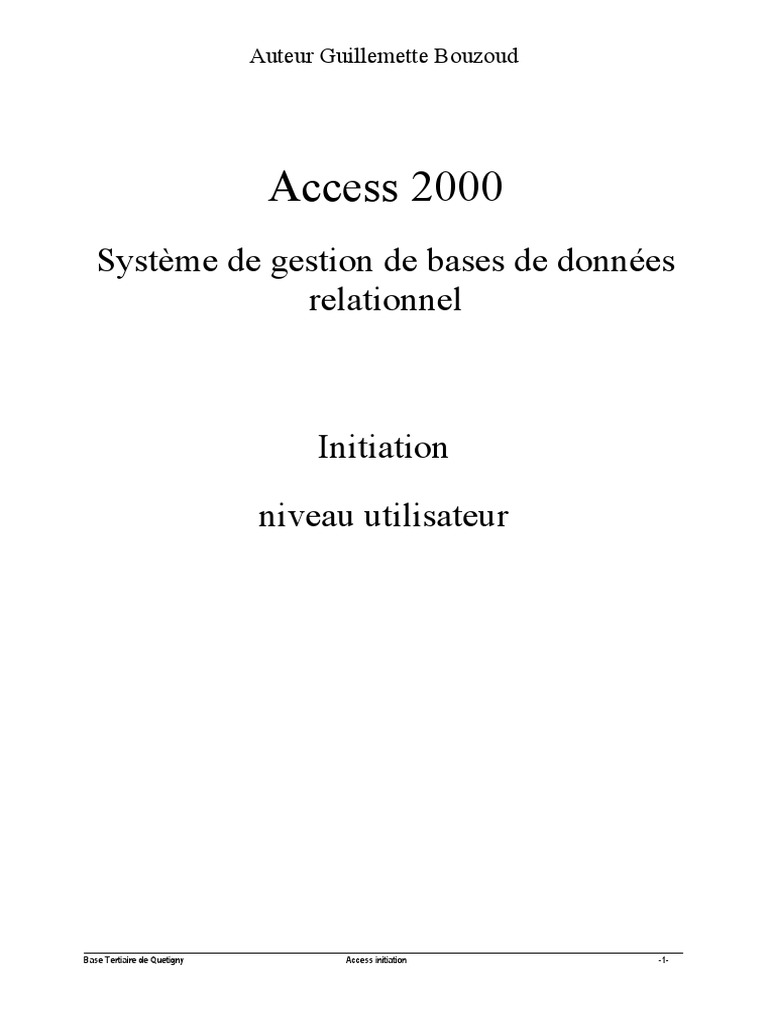 Initiation à Access 2000 pour secrétaires | PDF | Microsoft Access ...
