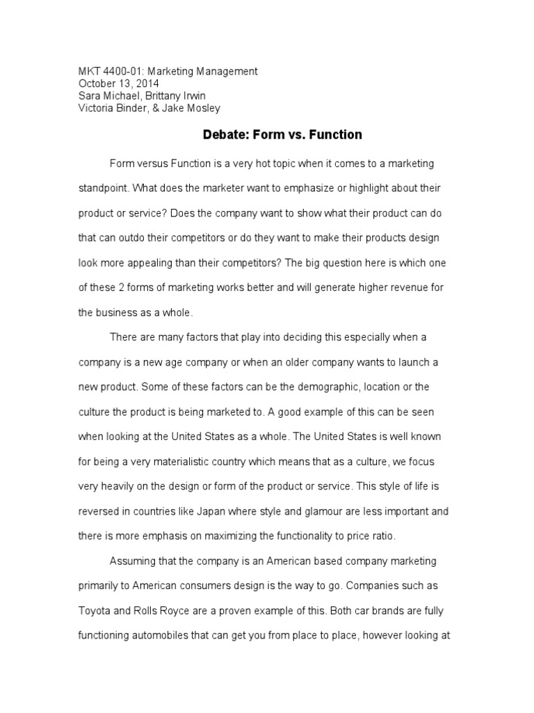 Debate: Form vs. Function | PDF | Brand | Supermarket