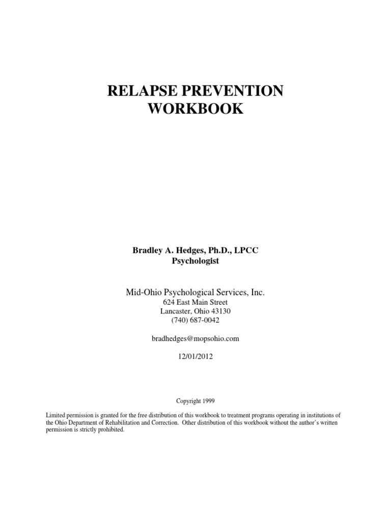 Relapse prevention workbook pdf relapse recovery approach