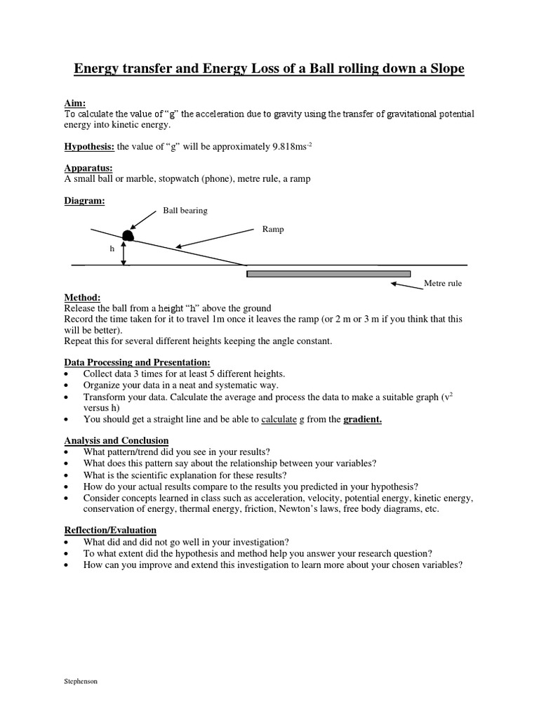 Energy Transfer and Energy Loss of A Ball Rolling Down A Slope PDF
