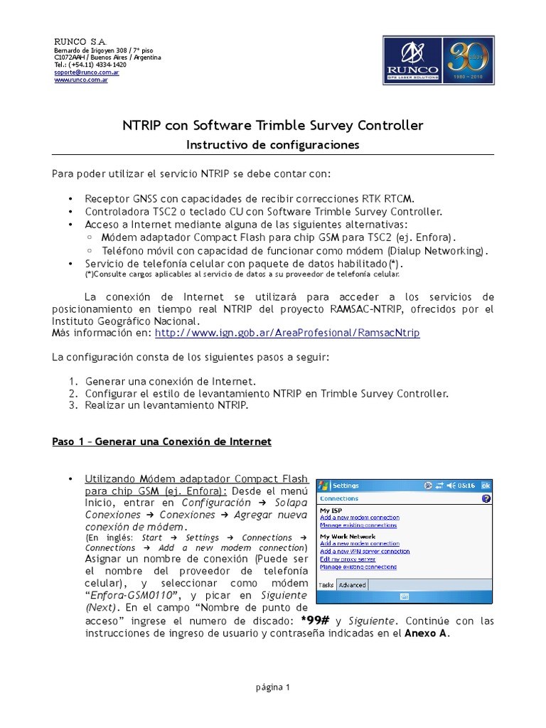 Configuración NTRIP con Trimble | PDF | Telefonía móvil | paquete ...