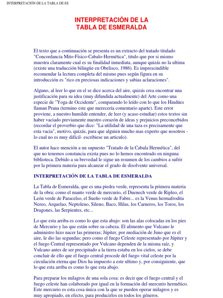 Interpretacion de La Tabla Esmeralda PDF