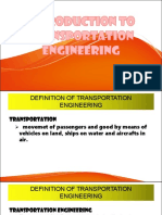 I. Introduction To Transportation Engineering