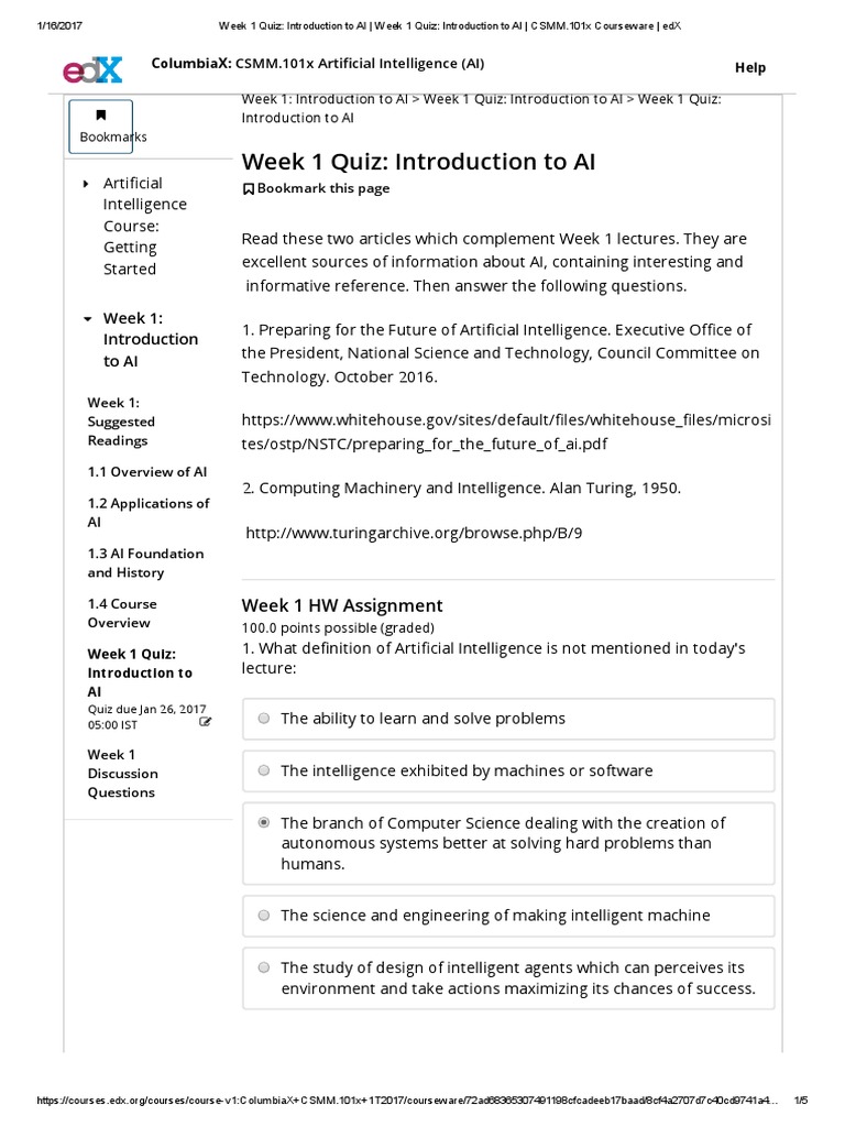 Week 1 Quiz - Introduction To AI - Week 1 Quiz - Introduction To AI ...