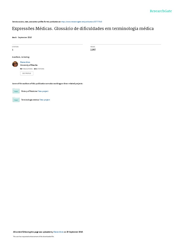 Expressões Médicas. Glossário de Dificuldades em Terminologia