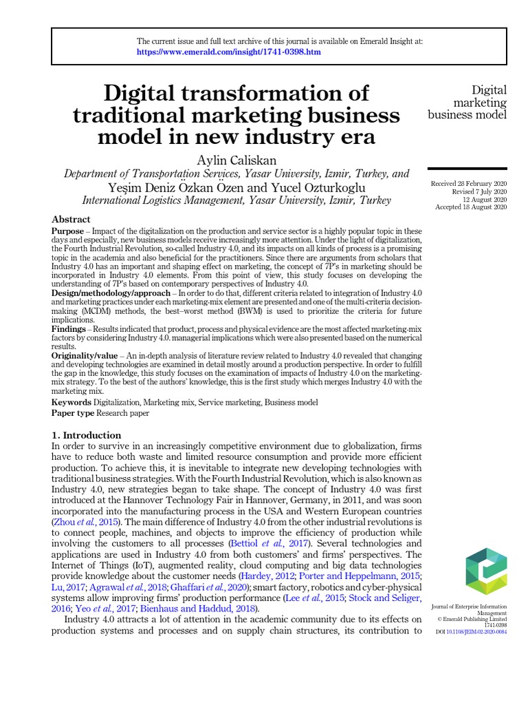 Digital Transformation of Traditional Marketing Business Model in New ...