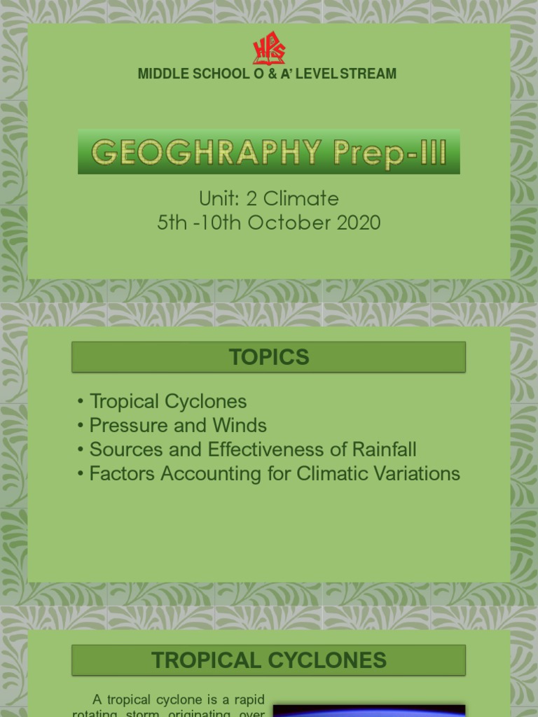 Geography Prep-III 1st Week Oct | PDF | Rain | Tropical Cyclones